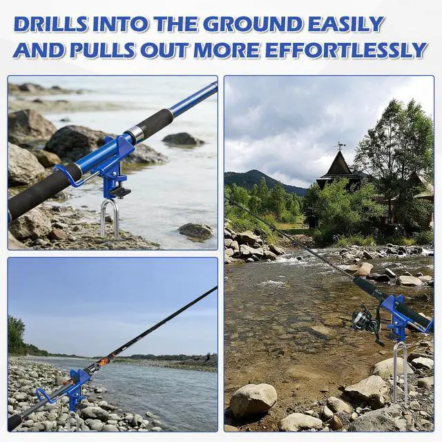 Alt view image 7 of 7 - Fishing Rod Holder for Ground, 2/4pcs Fishing Pole Holders for Ground, Bank Fishing Rod Holder with 360° Adjustable Extra Long Drill Stake Rod Stand for Catfish, Beach, Shore and Mud, Men's Gift