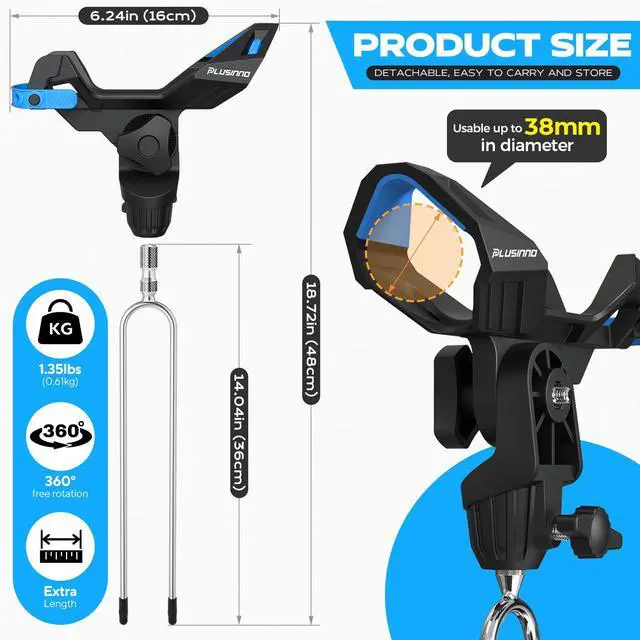 Alt view image 6 of 7 - 1/2/4 Pack Fishing Rod Holder for Ground, Upgraded Rod Holders for Bank Fishing, 360 Degree Adjustable Fishing Rod Holder Equipment, Fishing Gear, Fishing Gifts for Men