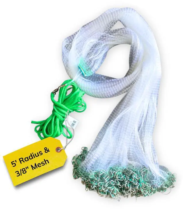 Main image of Cast Nets 4.5ft-10ft Radius|3/8",1/2",1" Mesh for Fishing with Chain Bottom, Salt Water Casting Fishing Net Gear, Easy Throw Nets Fishing Bait - Elite Series