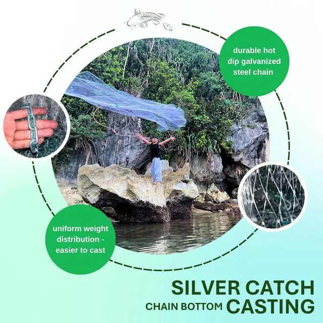 Alt view image 5 of 7 - Cast Nets 4.5ft-10ft Radius|3/8",1/2",1" Mesh for Fishing with Chain Bottom, Salt Water Casting Fishing Net Gear, Easy Throw Nets Fishing Bait - Elite Series