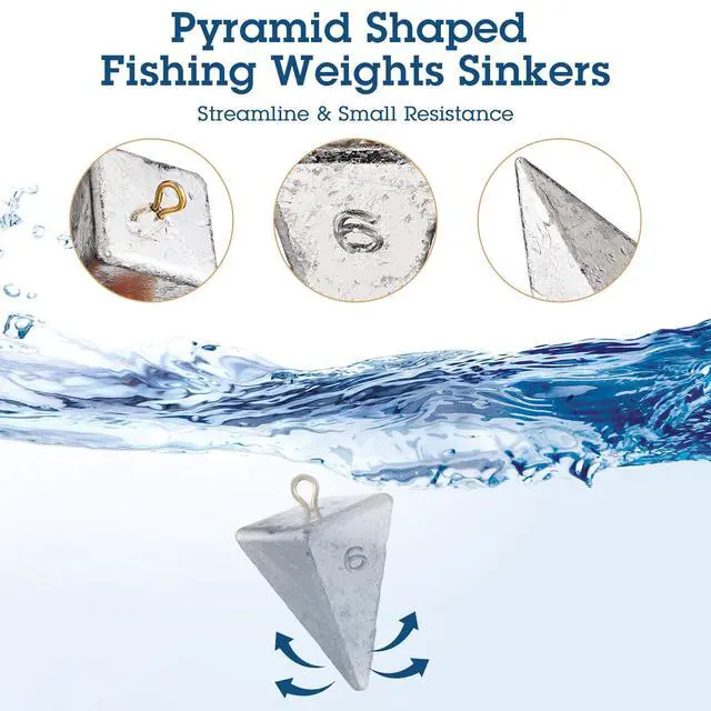 Alt view image 3 of 6 - 18 Pieces Pyramid Sinkers Fishing Weights Triangle Fishing Sinkers Rig Pyramid Sinker for Ocean Saltwater Surf Bass Casting Gear Tackle