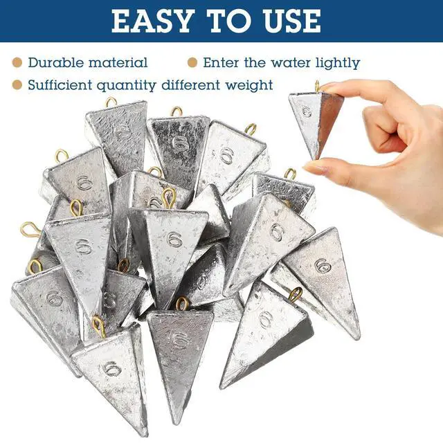 Alt view image 4 of 6 - 18 Pieces Pyramid Sinkers Fishing Weights Triangle Fishing Sinkers Rig Pyramid Sinker for Ocean Saltwater Surf Bass Casting Gear Tackle