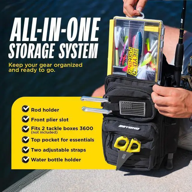 Alt view image 3 of 6 - Beyond Fishing Tackle Backpack- The Voyager Tactical Fishing Storage Bag - Lightweight & Compact Bag For Fishing