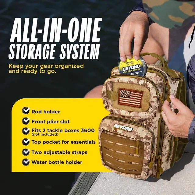 Alt view image 3 of 7 - Beyond Fishing Tackle Backpack- The Voyager Tactical Fishing Storage Bag - Lightweight & Compact Bag For Fishing