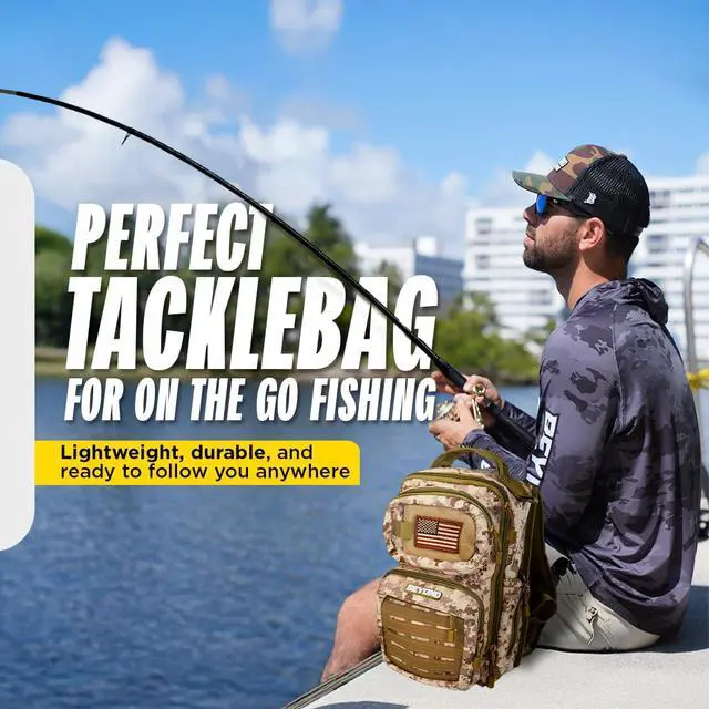 Alt view image 7 of 7 - Beyond Fishing Tackle Backpack- The Voyager Tactical Fishing Storage Bag - Lightweight & Compact Bag For Fishing