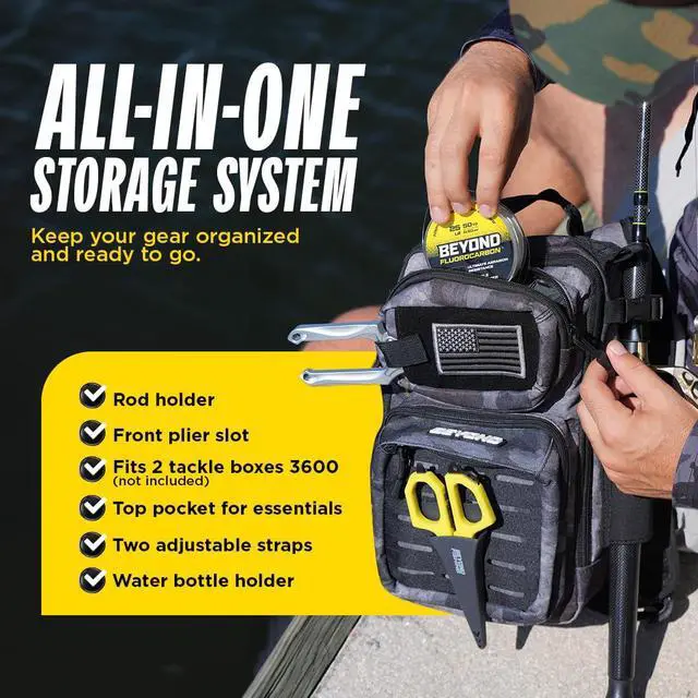 Alt view image 3 of 6 - Beyond Fishing Tackle Backpack- The Voyager Tactical Fishing Storage Bag - Lightweight & Compact Bag For Fishing