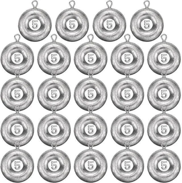Main image of 24 Pieces Fishing Disc Sinkers Weights Disc Sinker Fishing Sinkers Weights for Saltwater Catfishing Trolling Surf Tackle