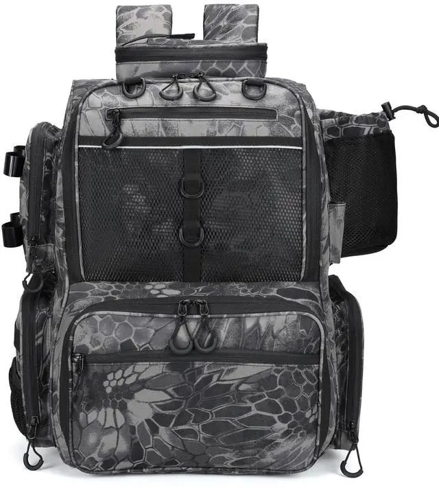 Main image of Fishing Tackle Backpack with Rod Holders, Bottle Holder, Storage Bag Store Fishing Gear