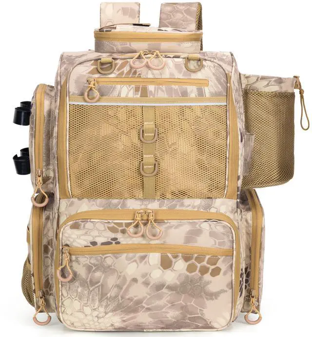 Main image of Fishing Tackle Backpack with Rod Holders, Bottle Holder, Storage Bag Store Fishing Gear