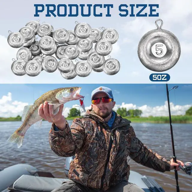 Alt view image 2 of 7 - 24 Pieces Fishing Disc Sinkers Weights Disc Sinker Fishing Sinkers Weights for Saltwater Catfishing Trolling Surf Tackle