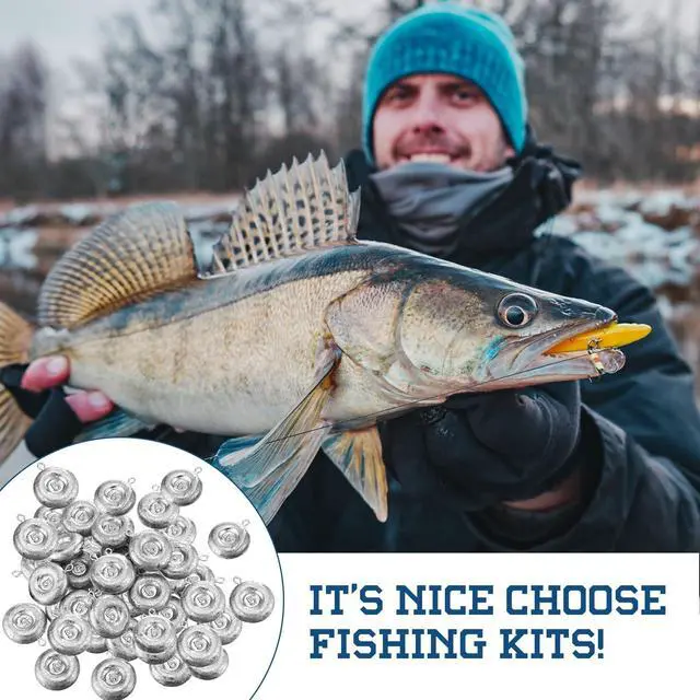 Alt view image 7 of 7 - 24 Pieces Fishing Disc Sinkers Weights Disc Sinker Fishing Sinkers Weights for Saltwater Catfishing Trolling Surf Tackle
