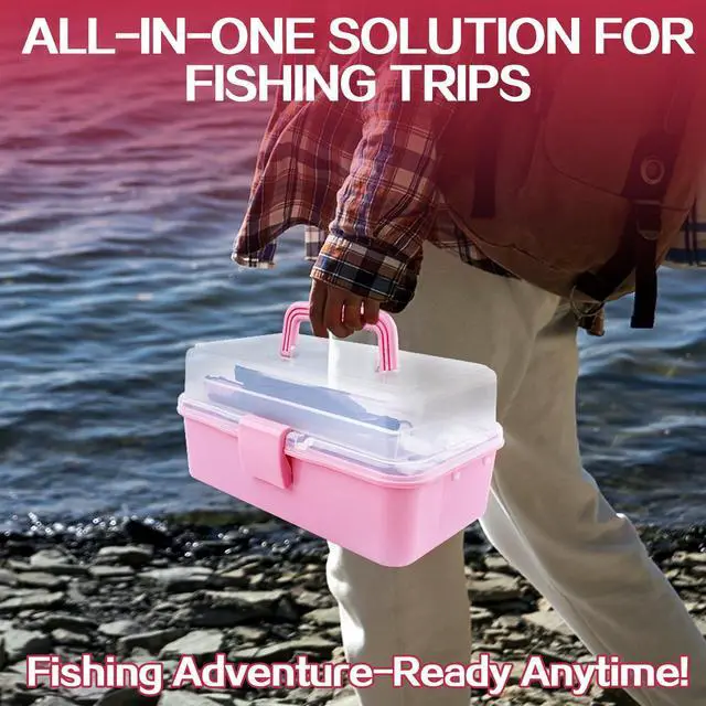 Alt view image 7 of 7 - 3-Layer Pink Fishing Tackle Box with Tackle Included, Fishing Tools Kit Includes Pliers Fish Lip Gripper Scale Crankbait Spinnerbaits Soft Baits Hooks, Ideal Gift for Angler Saltwater Freshwater
