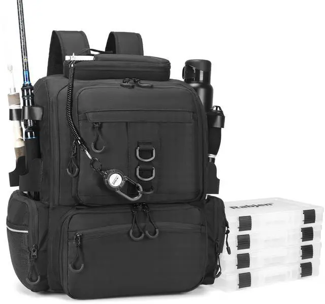 Main image of Fishing Tackle Backpack, 45L Storage Waterproof Travel Bag Store Fishing Gear with Insulated Top Pocket