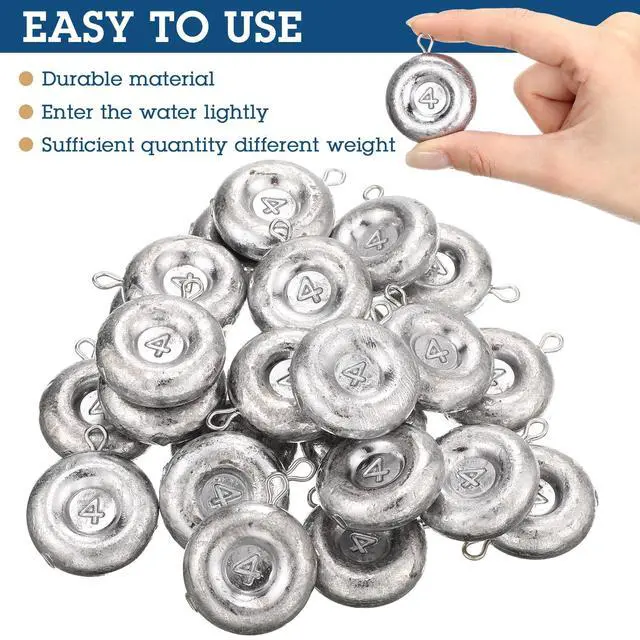 Alt view image 4 of 6 - 24 Pieces Fishing Disc Sinkers Weights Disc Sinker Fishing Sinkers Weights for Saltwater Catfishing Trolling Surf Tackle