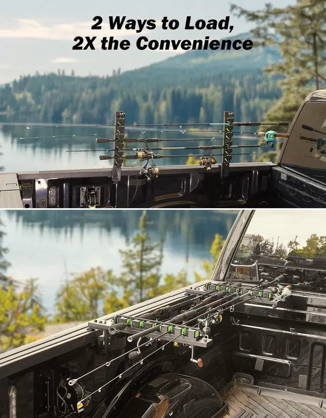 Alt view image 3 of 7 - Truck Bed Fishing Rod Holder | 6-Rod Capacity | Secure Clamp-On Design | Fits Truck Bed & Boats | Horizontally or Vertically Place