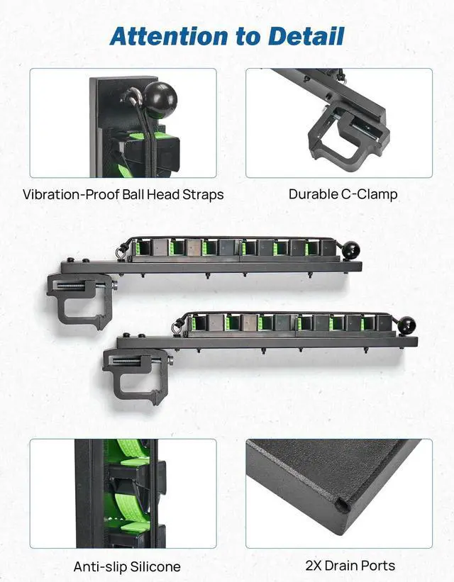 Alt view image 6 of 7 - Truck Bed Fishing Rod Holder | 6-Rod Capacity | Secure Clamp-On Design | Fits Truck Bed & Boats | Horizontally or Vertically Place