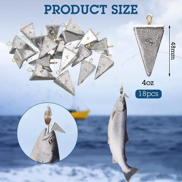 Alt view image 2 of 6 - 18 Pieces Pyramid Sinkers Fishing Weights Triangle Fishing Sinkers Rig Pyramid Sinker for Ocean Saltwater Surf Bass Casting Gear Tackle