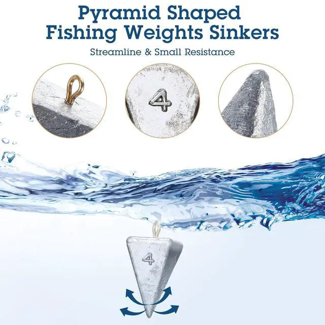 Alt view image 3 of 6 - 18 Pieces Pyramid Sinkers Fishing Weights Triangle Fishing Sinkers Rig Pyramid Sinker for Ocean Saltwater Surf Bass Casting Gear Tackle