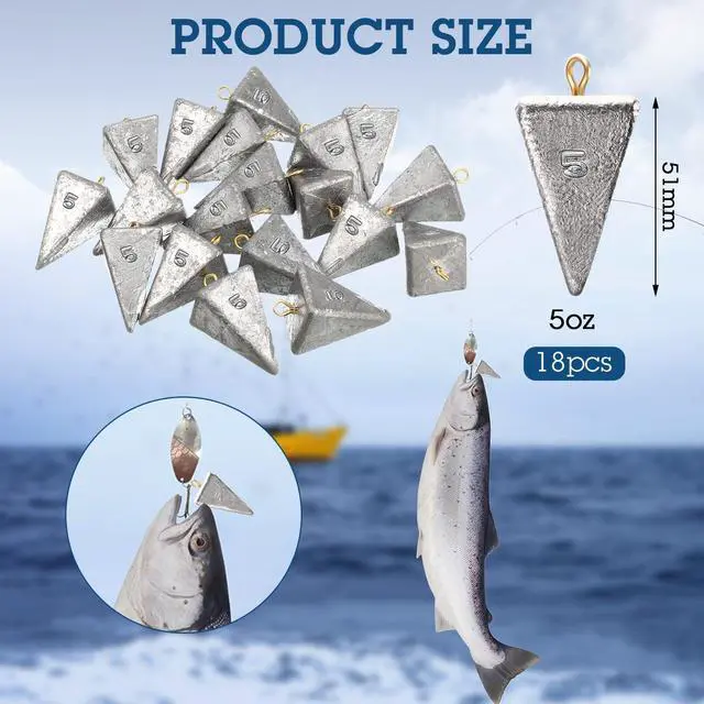 Alt view image 2 of 7 - 18 Pieces Pyramid Sinkers Fishing Weights Triangle Fishing Sinkers Rig Pyramid Sinker for Ocean Saltwater Surf Bass Casting Gear Tackle
