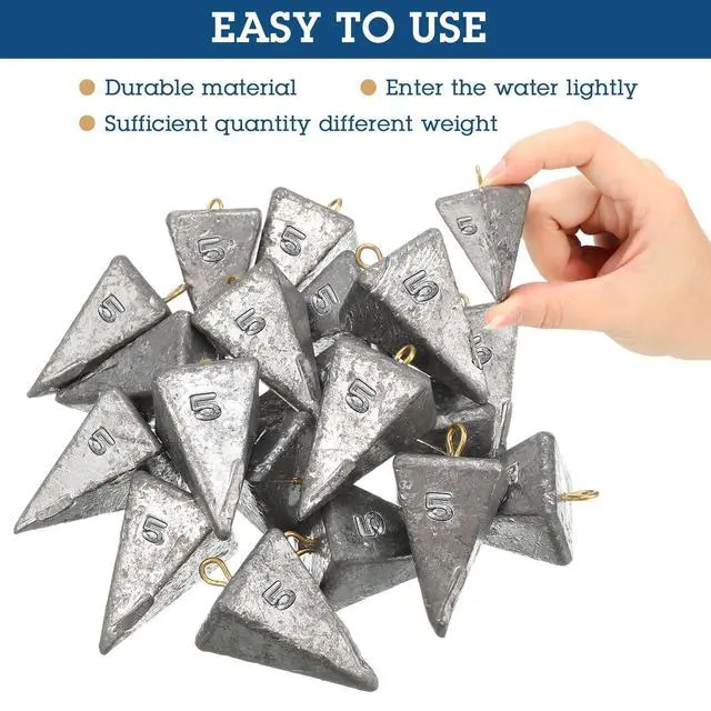 Alt view image 7 of 7 - 18 Pieces Pyramid Sinkers Fishing Weights Triangle Fishing Sinkers Rig Pyramid Sinker for Ocean Saltwater Surf Bass Casting Gear Tackle