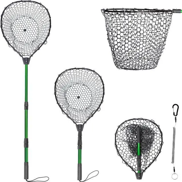 Main image of Rubber Fishing Net with Telescoping Handle - High Strength Landing Net for Fishing with Soft Rubber Netting, Two Sizes Options