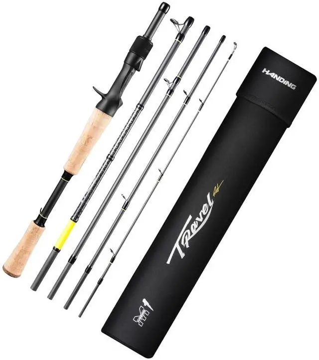 Main image of M1 Travel Fishing Rod 5/6-Piece Travel Spinning & Casting Rod | Travel Bass Fishing Rod Medium/Medium Heavy Power for Largemouth Smallmouth Spotted Bass Walleye Perch and Other Freshwater