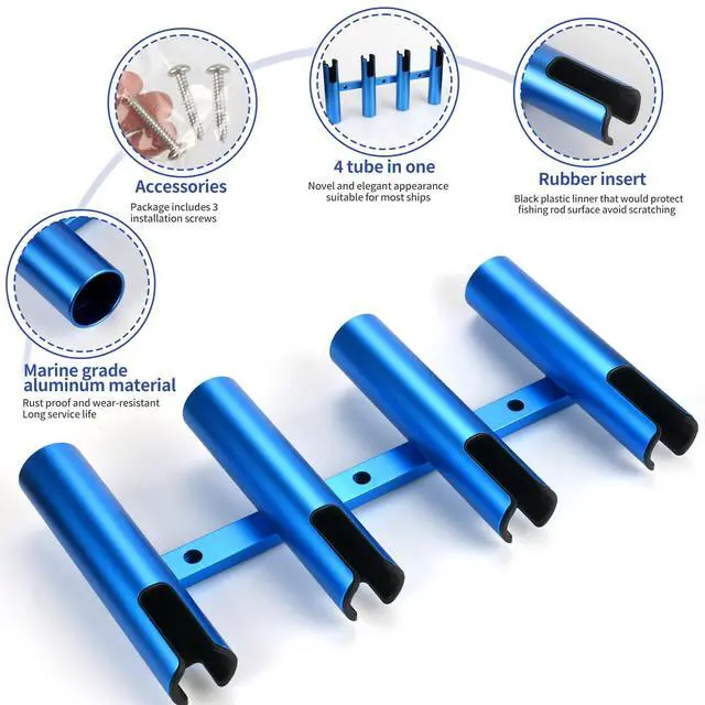 Alt view image 3 of 7 - Aluminum Fishing Boat Rod Holder,3/4 Link Tube Aluminum Rod Rack, Suit Boats & Yacht,Silver