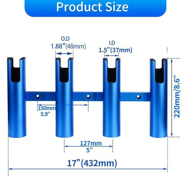 Alt view image 4 of 7 - Aluminum Fishing Boat Rod Holder,3/4 Link Tube Aluminum Rod Rack, Suit Boats & Yacht,Silver