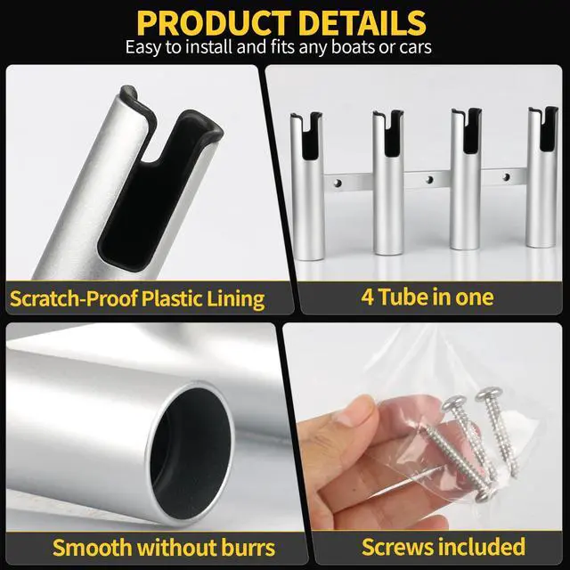 Alt view image 2 of 6 - Aluminum Fishing Boat Rod Holder,3/4 Link Tube Aluminum Rod Rack, Suit Boats & Yacht,Silver