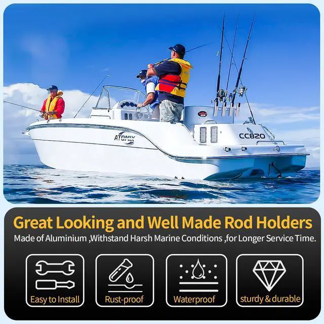 Alt view image 3 of 6 - Aluminum Fishing Boat Rod Holder,3/4 Link Tube Aluminum Rod Rack, Suit Boats & Yacht,Silver