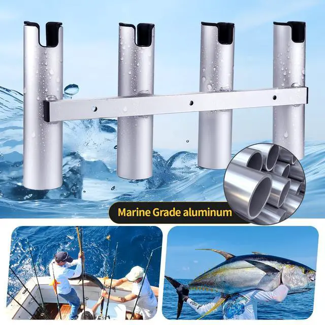 Alt view image 4 of 6 - Aluminum Fishing Boat Rod Holder,3/4 Link Tube Aluminum Rod Rack, Suit Boats & Yacht,Silver