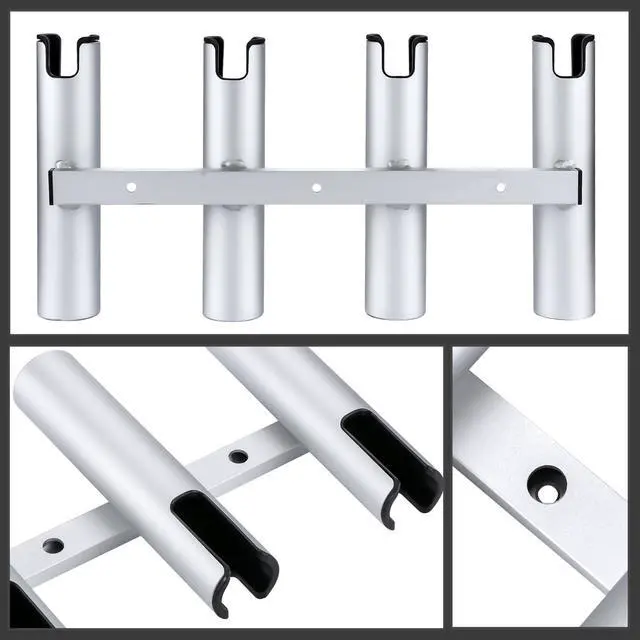Alt view image 6 of 6 - Aluminum Fishing Boat Rod Holder,3/4 Link Tube Aluminum Rod Rack, Suit Boats & Yacht,Silver