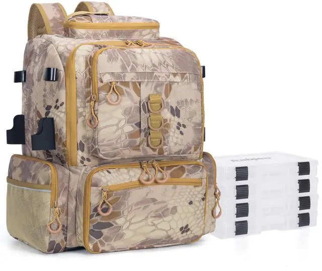 Main image of Fishing Tackle Backpack, 45L Storage Waterproof Travel Bag Store Fishing Gear with Insulated Top Pocket