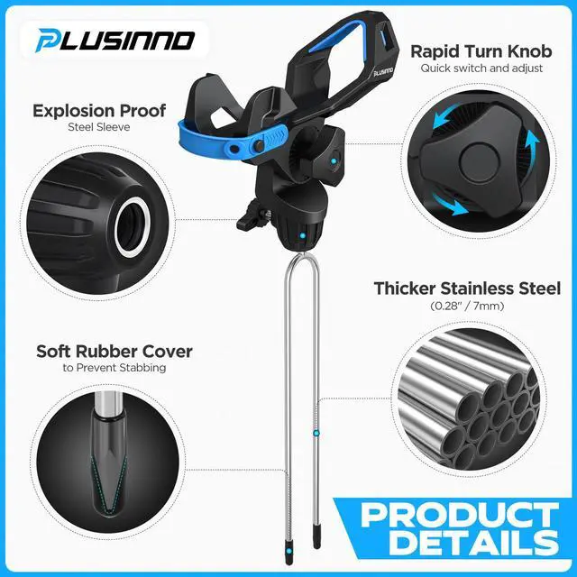 Alt view image 5 of 7 - 1/2/4 Pack Fishing Rod Holder for Ground, Upgraded Rod Holders for Bank Fishing, 360 Degree Adjustable Fishing Rod Holder Equipment, Fishing Gear, Fishing Gifts for Men