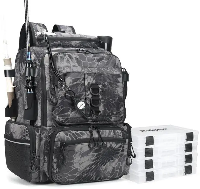 Main image of Fishing Tackle Backpack, 45L Storage Waterproof Travel Bag Store Fishing Gear with Insulated Top Pocket