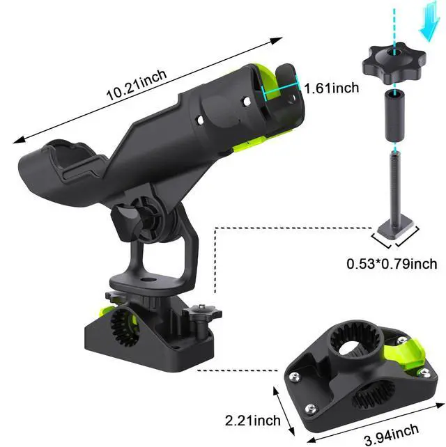 Alt view image 4 of 6 - Combo Mount Fishing Rod Holders - 360 Degree Adjustable Boat Rod Rack