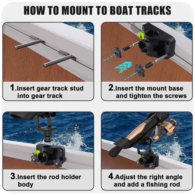 Alt view image 5 of 6 - Combo Mount Fishing Rod Holders - 360 Degree Adjustable Boat Rod Rack