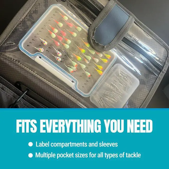 Alt view image 6 of 7 - Deluxe Bait Binder, Water Resistant Soft Bait Storage System for Soft Plastics and Rigs with Zippered Sleeves, Speed Binder