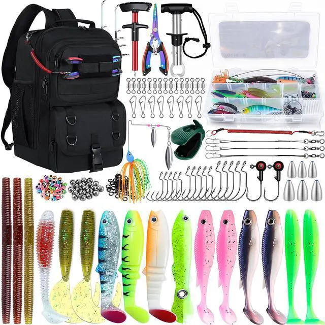 Main image of Fishing Backpack with Tackle Boxes,Fishing Sling Tackle Bag with Rod Holder Waterproof Fishing Bag with Fishing Gear, Fishing Gifts for Men Women Gear Combo Kit,Black