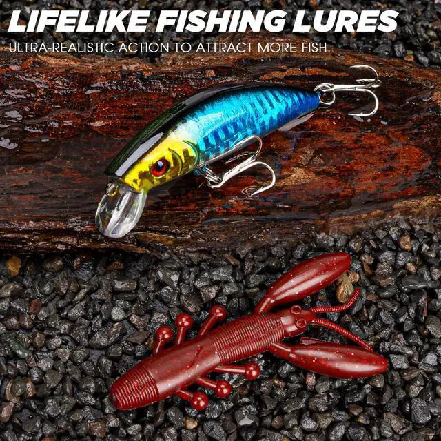 Alt view image 3 of 7 - 400PCS Fishing Lures Accessories Kit with Large 3-Layer Tackle Box Complete Freshwater Bass Fishing Gear Tools Set with Pliers, Fish Scale, Crankbait, Hooks, Weights Gift for Men