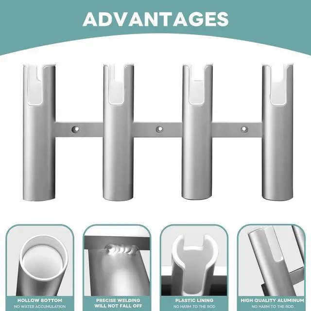 Alt view image 2 of 6 - Aluminium Fishing Rod Holders for Boat, Wall-Mounted Fishing Pole Roof Rod Rack,Surf Fishing Rod Holder for Truck, Boats & Yacht