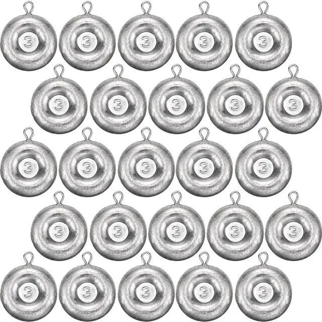 Main image of 24 Pieces Fishing Disc Sinkers Weights Disc Sinker Fishing Sinkers Weights for Saltwater Catfishing Trolling Surf Tackle