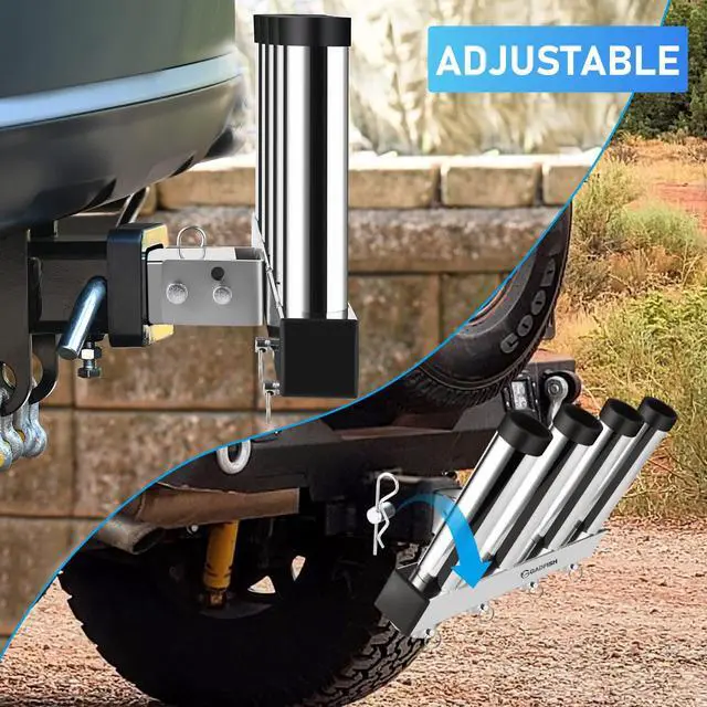 Alt view image 6 of 7 - Stainless Steel Hitch Fishing Rod Holder, Hitch Mount Rod Holder, 4 Link Tube for 2" Hitch Receivers with Quick Release Pin,Truck Adjustment Fishing Rod Rack, Fishing Pole Holder