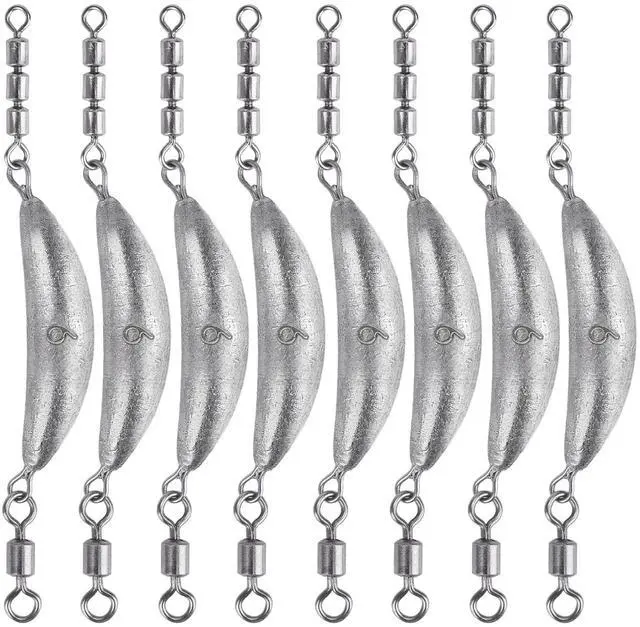 Main image of Fishing Spin SinkerCrescent Sinker with 3 Roller Swivels Fishing Sinker Drop Shot Weights Fishing Weights Kit Inline Trolling Sinkers,Torpedo Sinkers Saltwater Freshwater,1/2-6OZ, sliver