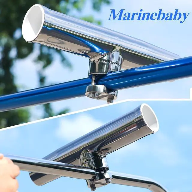 Alt view image 6 of 7 - 2PCS Tournament Style Boat Fishing Rod Holders, 316 Stainless Steel Clamp on 7/8" to 1" Rail, 360 Adjustable Fishing Rod Holder
