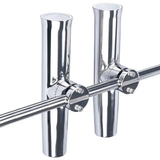 Alt view image 7 of 7 - 2PCS Tournament Style Boat Fishing Rod Holders, 316 Stainless Steel Clamp on 7/8" to 1" Rail, 360 Adjustable Fishing Rod Holder