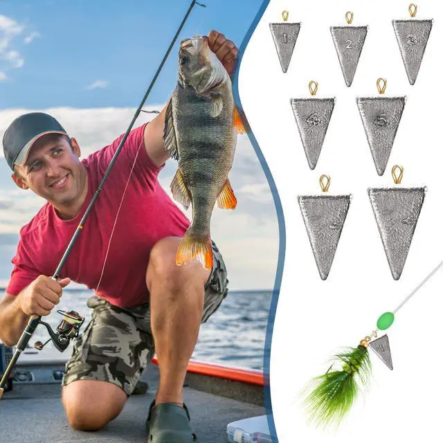 Alt view image 4 of 6 - 18 Pieces Pyramid Sinkers Fishing Weights Triangle Fishing Sinkers Rig Pyramid Sinker for Ocean Saltwater Surf Bass Casting Gear Tackle