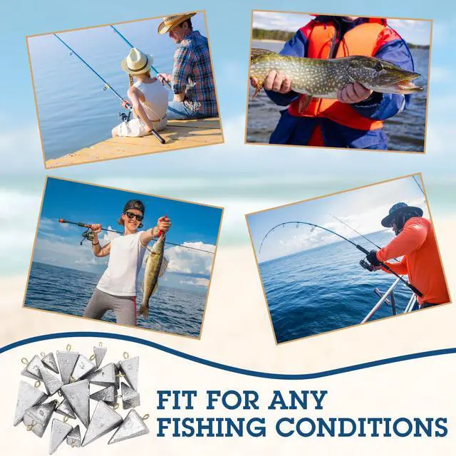 Alt view image 5 of 6 - 18 Pieces Pyramid Sinkers Fishing Weights Triangle Fishing Sinkers Rig Pyramid Sinker for Ocean Saltwater Surf Bass Casting Gear Tackle