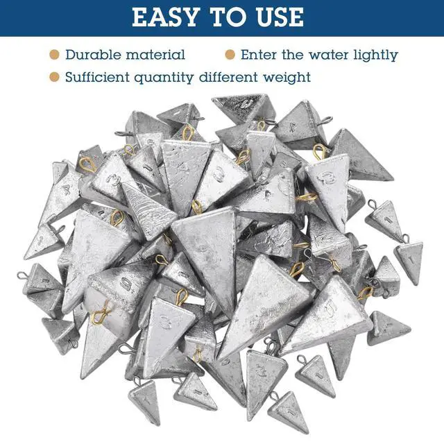 Alt view image 6 of 6 - 18 Pieces Pyramid Sinkers Fishing Weights Triangle Fishing Sinkers Rig Pyramid Sinker for Ocean Saltwater Surf Bass Casting Gear Tackle