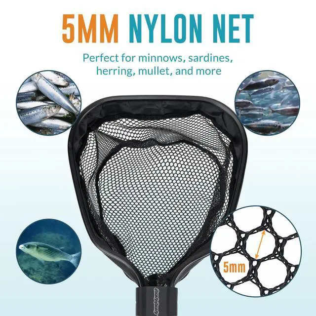 Alt view image 5 of 7 - Floating Bait Net Aluminum Livewell Net, 8" Hoop, 15"21" Handle, Soft Mesh, EVA Grip, Belt Hook & Anti-Drop, for Minnows, Sardines, Herring Telescopic & Collapsible Baitfish Net